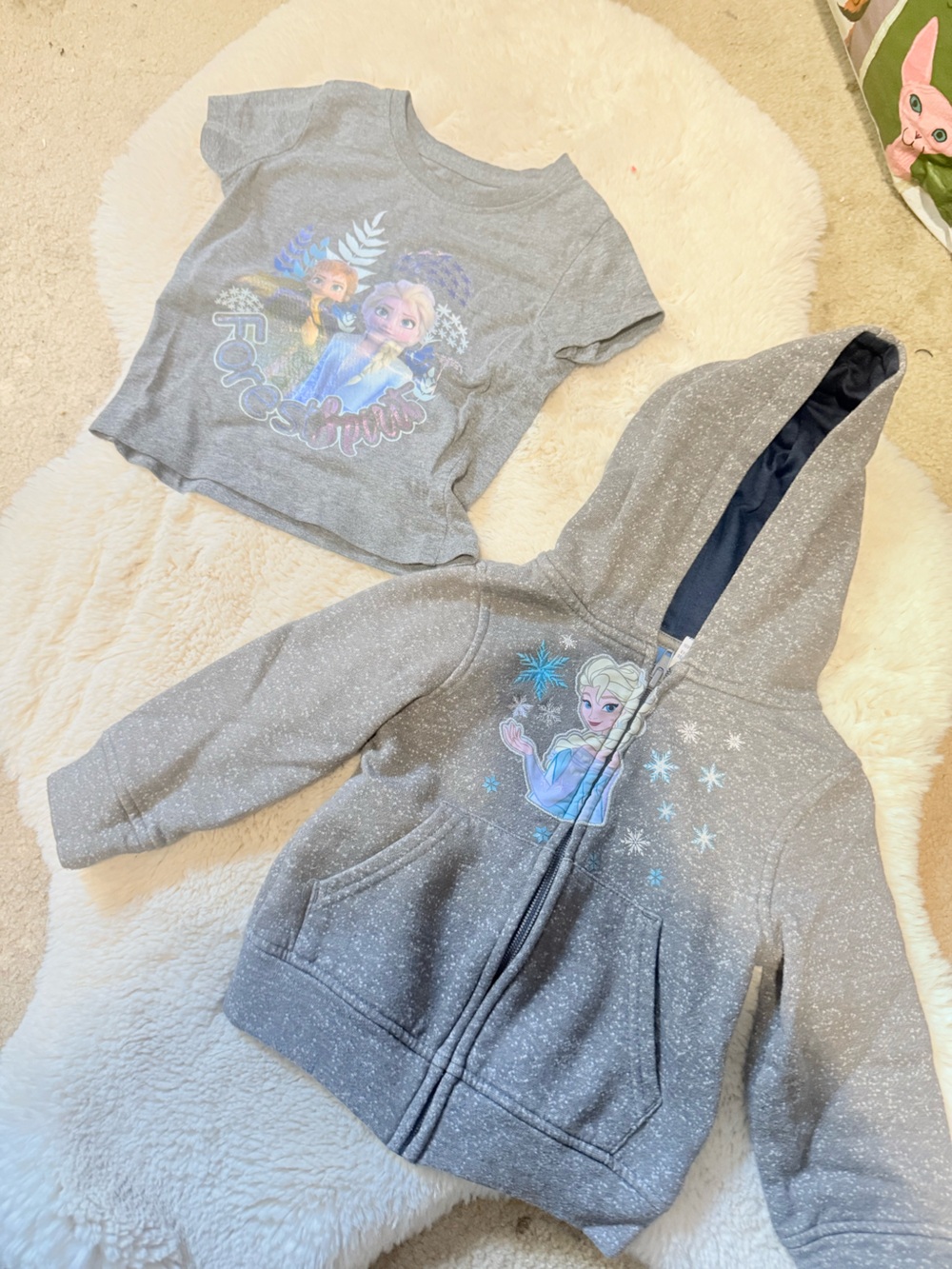 Disney Gray Girls Hooded Pajama Set with Frozen Elsa and Anna